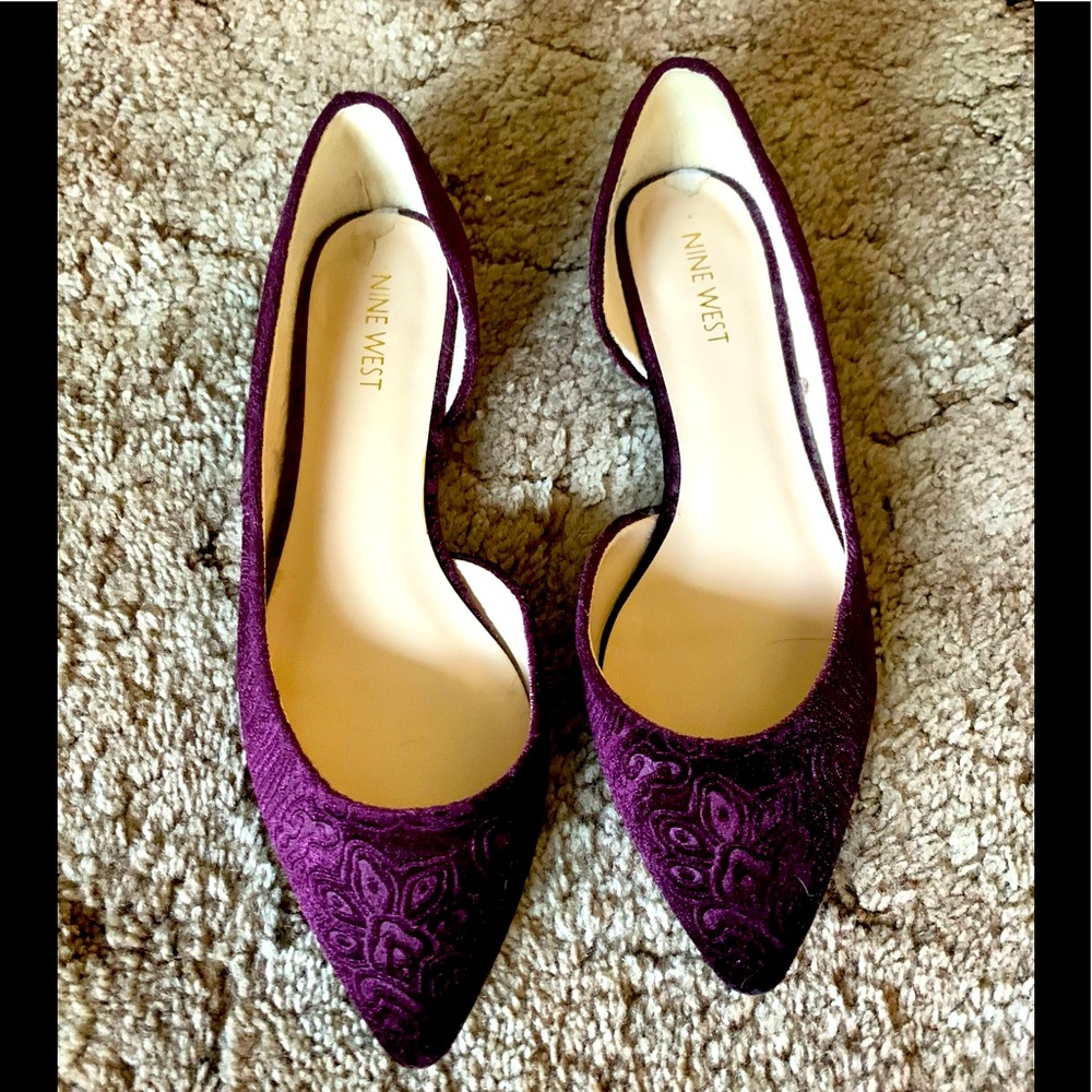 2 For $16 Nine West Purple Flats size 8M Like New!